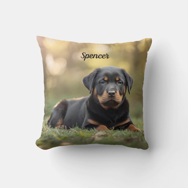 Elegant Rottweiler Personalisiert Kissen (Vorderseite)