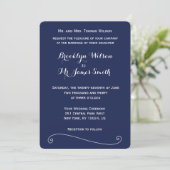 Elegant Rounded Navy Blue Wedding Einladung (Stehend Vorderseite)