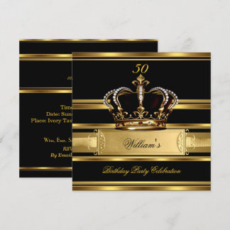 Elegant Royal Black Gold GeburtstagsPrince King 2a Einladung
