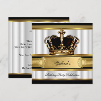 Elegant Royal Black Gold GeburtstagsPrince King 2B Einladung