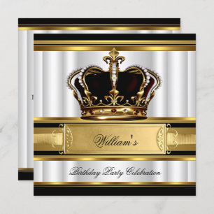 Elegant Royal Black Gold GeburtstagsPrince King 2B Einladung
