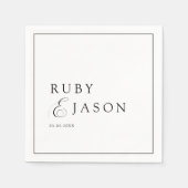 Elegant Royal Black & White Script Wedding Serviette (Vorderseite)