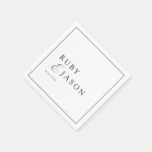 Elegant Royal Black & White Script Wedding Serviette (Ecke)