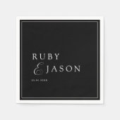 Elegant Royal Black & White Script Wedding Serviette (Vorderseite)