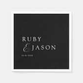 Elegant Royal Black & White Script Wedding Serviette (Vorderseite)