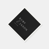 Elegant Royal Black & White Script Wedding Serviette (Ecke)