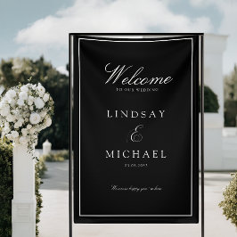 Elegant Royal Black & White Wedding Banner