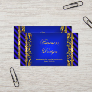 Elegant Royal Blau Gold Blumen Welle Visitenkarte