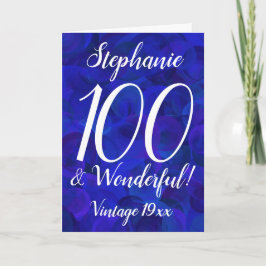 Elegant Royal Blue 100 und wunderbarer Name Geburt Karte