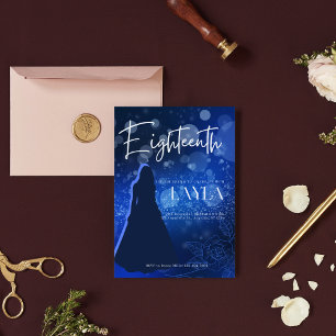 Elegant Royal Blue 18. Geburtstag Einladung