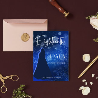 Elegant Royal Blue 18. Geburtstag Einladung