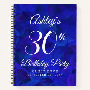 Elegant Royal Blue 30. Geburtstag Party Gästebuch Notizblock