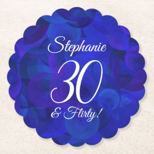 Elegant Royal Blue 30 und Kokette Geburtstagsparty Untersetzer