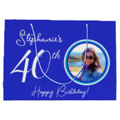 Elegant Royal Blue 40. Geburtstag Foto Große Geschenktüte (Rückseite)