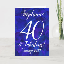 Elegant Royal Blue 40 und fabulous Geburtstag Karte