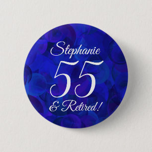 Elegant Royal Blue 55 und Remüde Rente Party Button