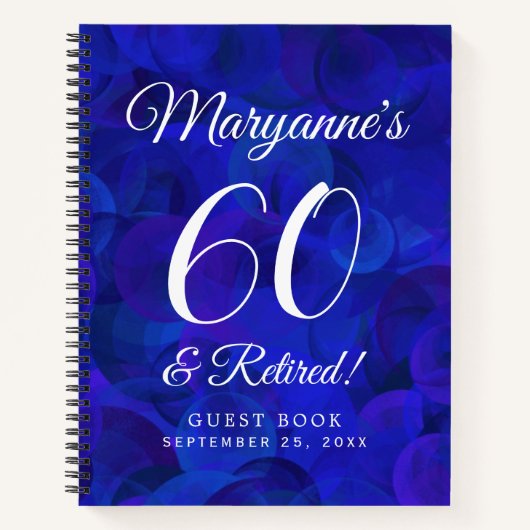 Elegant Royal Blue 60 & Remüde Rente Party Notizblock (Vorderseite)