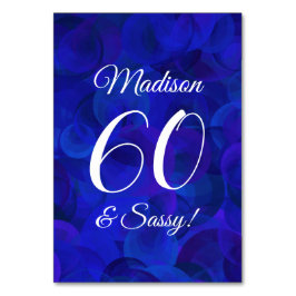 Elegant Royal Blue 60 & Sassy Birthday Party Tischnummer