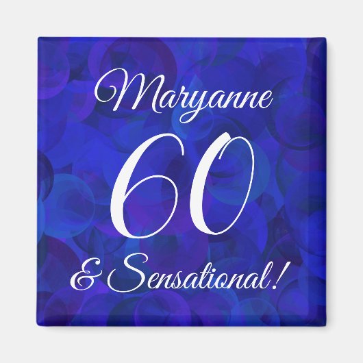 Elegant Royal Blue 60 & Sensational Birthday Party Magnet (Vorne)