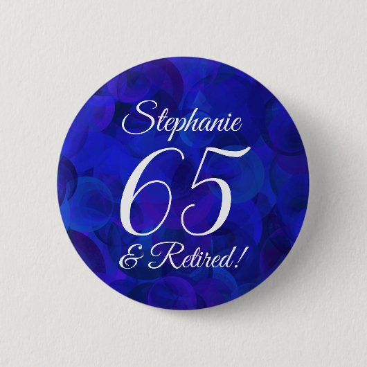 Elegant Royal Blue 65 und Remüde Rente Party Button (Vorderseite)