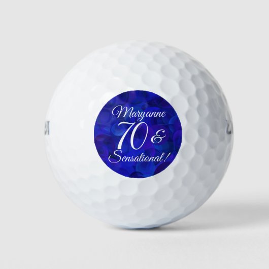 Elegant Royal Blue 70 & Sensational Birthday Party Golfball (Vorderseite)