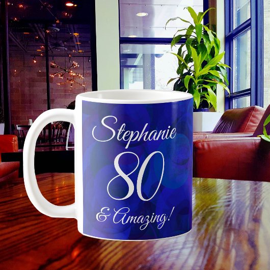 Elegant Royal Blue 80 und Phantastisch Geburtstag Kaffeetasse