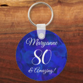 Elegant Royal Blue 80 und Phantastische Geburtstag Schlüsselanhänger (Vorderseite)