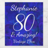 Elegant Royal Blue 80 und Phantastische Geburtstag Weinetikett (Einzelnes Label)