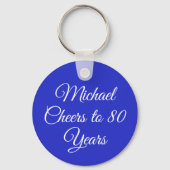 Elegant Royal Blue 80th Birthday Keychain Schlüsselanhänger (Rückseite)