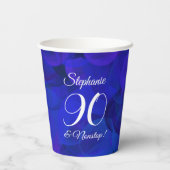 Elegant Royal Blue 90 und Nonstop Birthday Party Pappbecher (Rückseite)