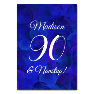 Elegant Royal Blue 90 und Nonstop Birthday Party Tischnummer