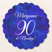Elegant Royal Blue 90 und Nonstop Birthday Party Untersetzer (Vorderseite)