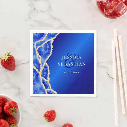 Elegant Royal Blue and Gold Agate Wedding Serviette (Beispiel)