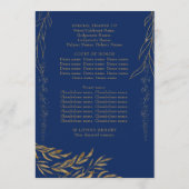 Elegant Royal Blue and Gold Leaf Quinceanera Programm (Rückseite)