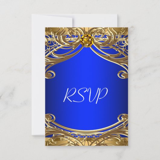 Elegant Royal Blue and Gold Wedding RSVP (Vorderseite)