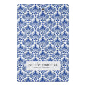 Elegant Royal Blue and White Damasks Mini Klemmbrett (Rückseite)
