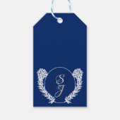 Elegant Royal Blue and White Monogram Geschenkanhänger (Vorderseite)