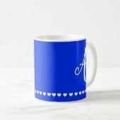 Elegant Royal Blue and White Monogram Initial Kaffeetasse (VorderseiteRechts)