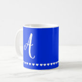 Elegant Royal Blue and White Monogram Initial Kaffeetasse (Vorderseite Links)