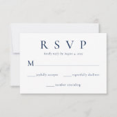 Elegant Royal Blue Beige Wedding RSVP Card (Vorderseite)