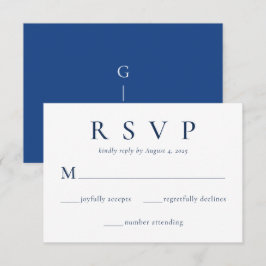 Elegant Royal Blue Beige Wedding RSVP Card Karte