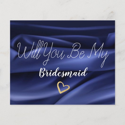 Elegant Royal Blue Bridesmaid Vorschlag Card (Rückseite)
