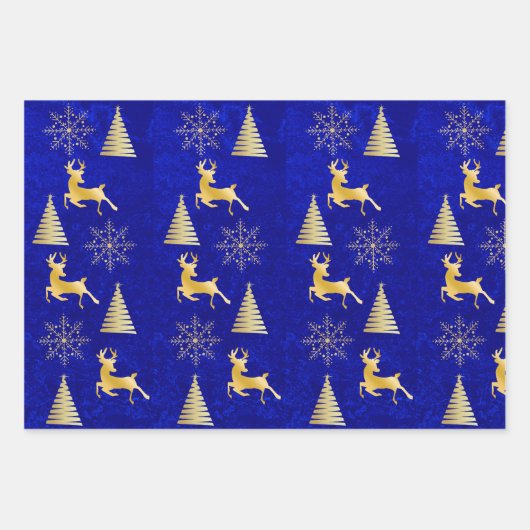 Elegant Royal Blue Christmas Geschenkpapier Set (Vorderseite 3)