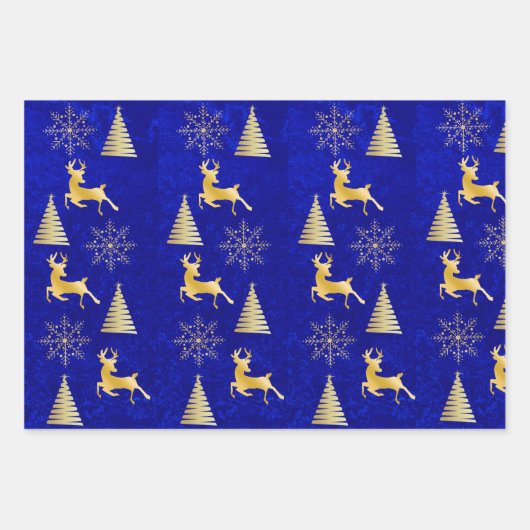 Elegant Royal Blue Christmas Geschenkpapier Set (Vorderseite 2)