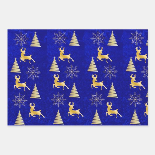 Elegant Royal Blue Christmas Geschenkpapier Set (Vorderseite)