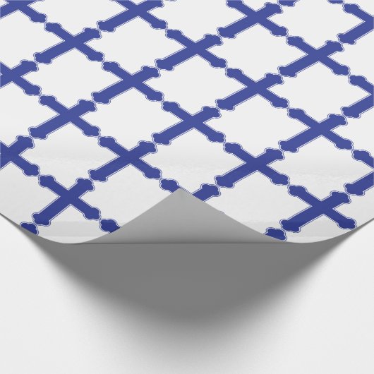 Elegant Royal Blue Cross Geschenkpapier (Ecke)