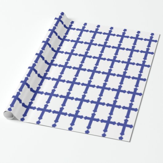 Elegant Royal Blue Cross Geschenkpapier (Ungerollt)