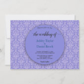 Elegant Royal Blue Damask Classic feierliche Hochz Einladung (Vorderseite)