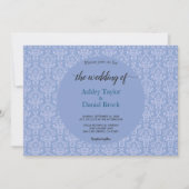 Elegant Royal Blue Damask Script Classic Wedding Einladung (Vorderseite)