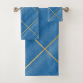 ELEGANT ROYAL BLUE DESIGN BATH TOWEL SET (Insitu)